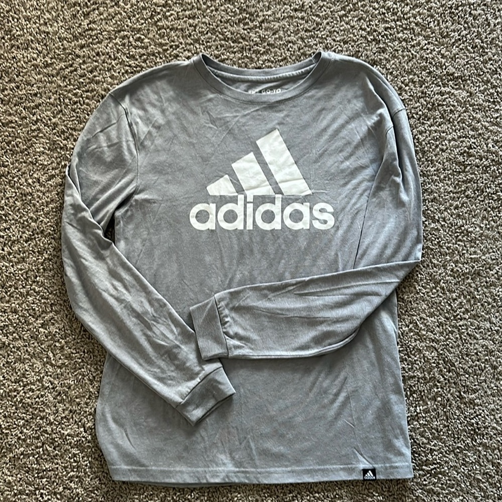 Adidas Grey Long Sleeve Shirt, Size Medium